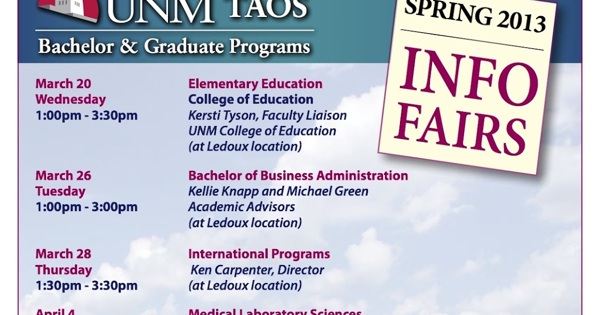UNM Taos News & Information: Upper Division Information Sessions